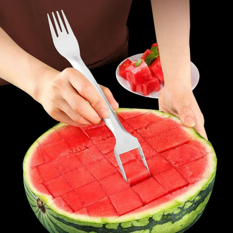 Stainless Steel Watermelon Cutter, Fancy Cutting Slicer, Kitchen Multifunctional Fruit Fork, MangoTool,Home Gadgets
