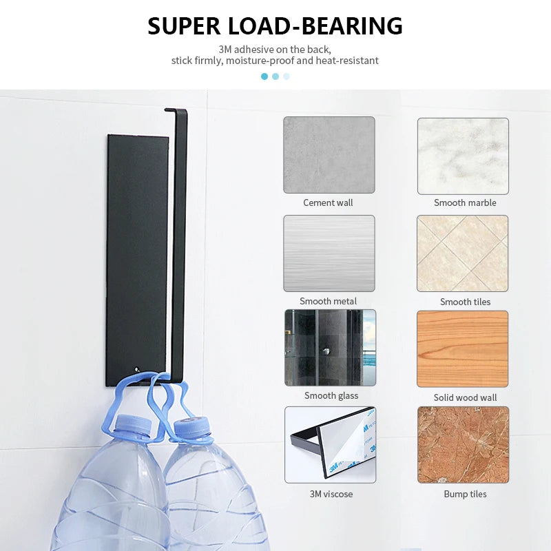 1/2pcs Punch-free Paper Towel Holder Stainless Steel Kitchen Under Cabinet Roll White Black Bathroom Wall-mounted Tissue Hanger