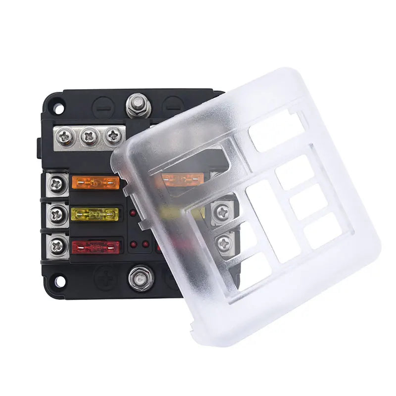 ACCESTING 6/12 Way Blade Fuse 12-24V Car Boat Fuse Box Holder With Plastic Cover For Power Panel Board Camper RV Accessorie