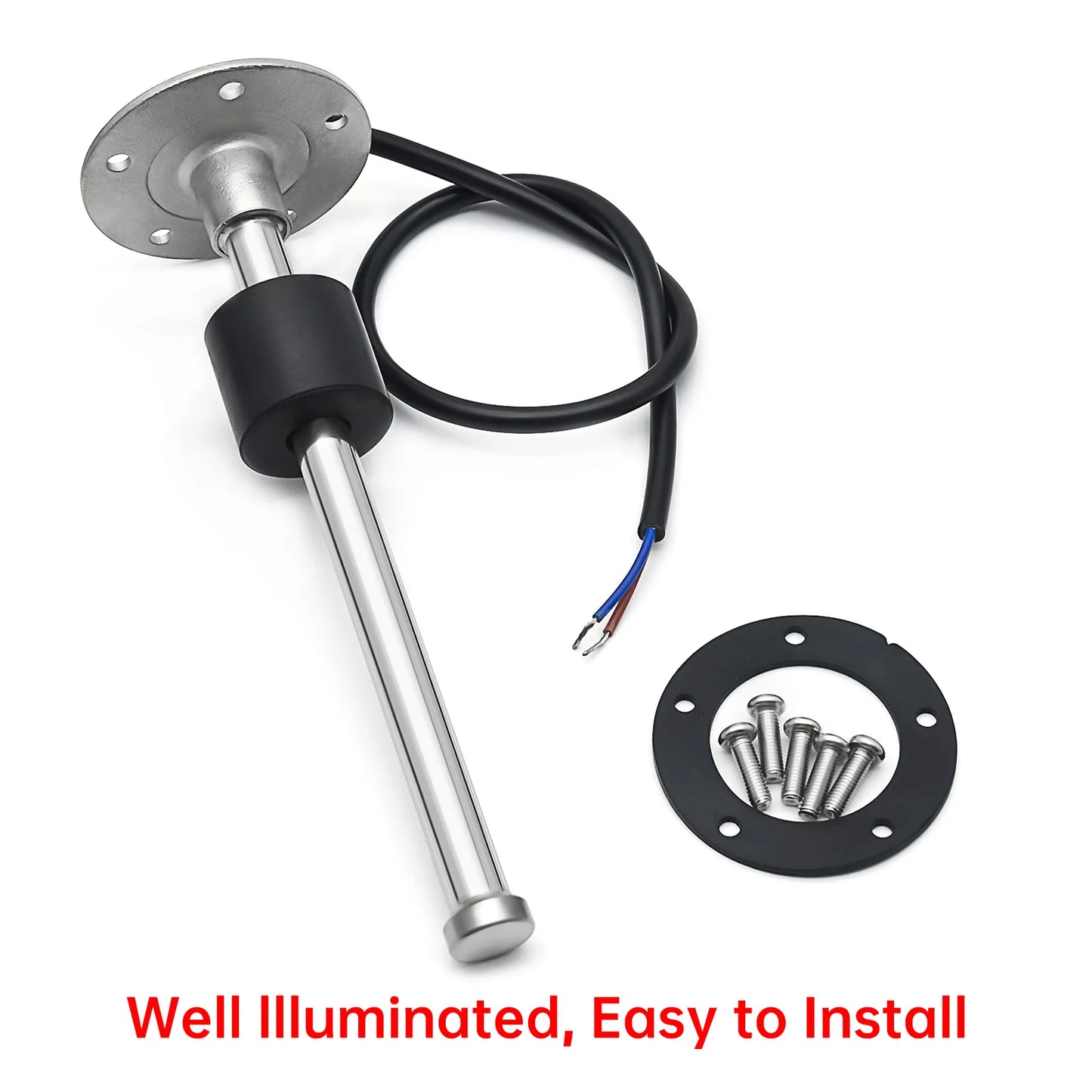 Water Level Sensor+52mm Water Level Meter Tank Indicator With Red Backlight 0-190Ohm Water Level Gauge for Car Boat 9-32V Custom