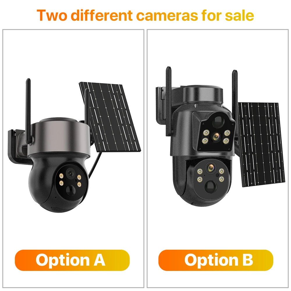4MP Wireless Outdoor 7.6W Dual lens Built-in Battery Solar Camera 1080P 5W Long Time Standby PIR IP  Solar Camera Security iCsee