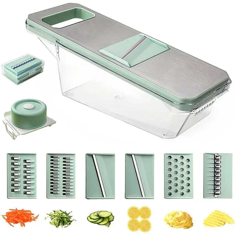 Vegetable Slicer Grater chopper cutter tools 6 Blades home kitchens mandolinon utensils gadgets accessories Chopping garlic