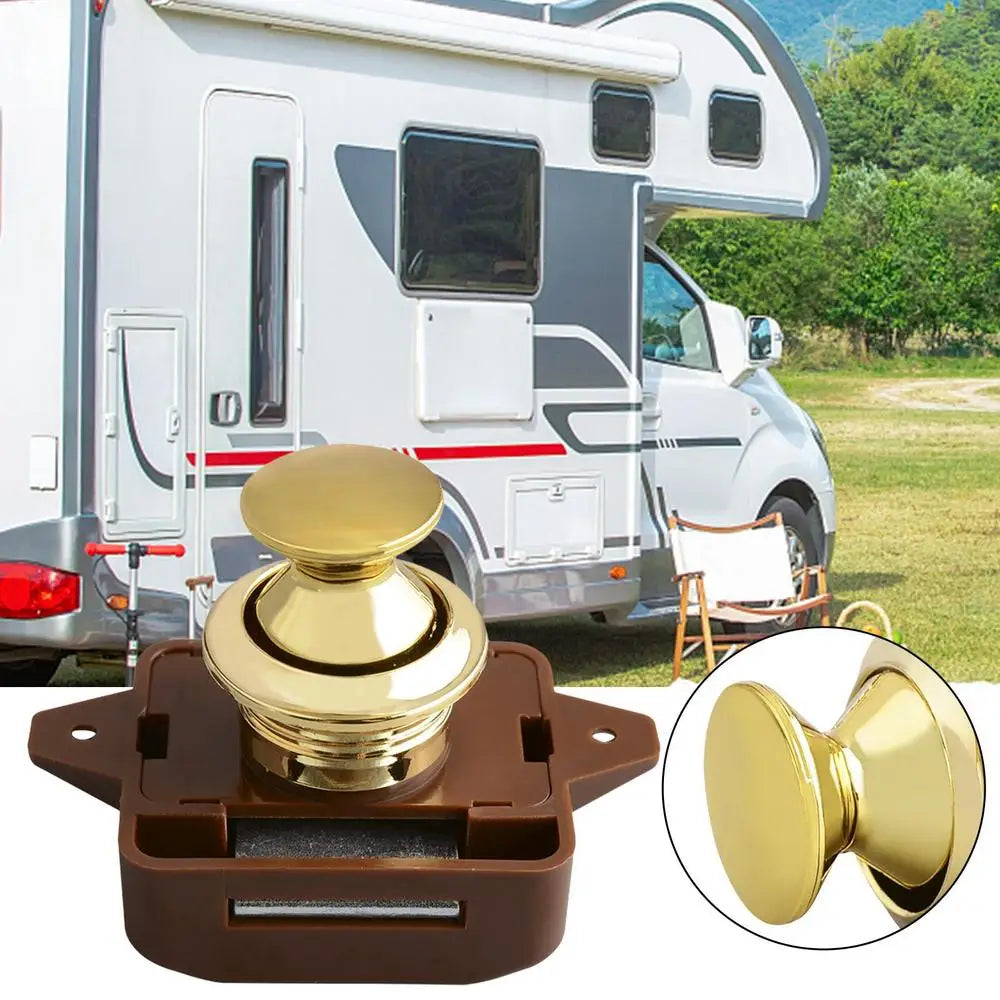 Keyless RV Push Cabinet Locks Cabinet Door Catches Locks Drawer Keyless Zinc Alloy Button For RVs Camper Van Caravan Motorhome
