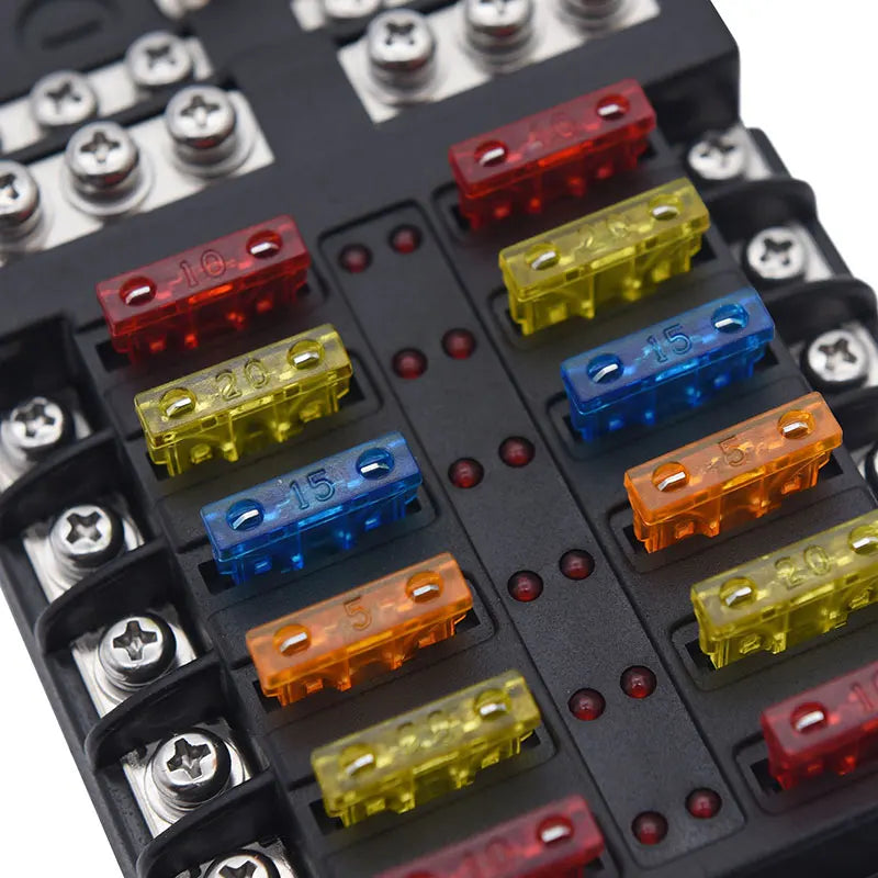 ACCESTING 6/12 Way Blade Fuse 12-24V Car Boat Fuse Box Holder With Plastic Cover For Power Panel Board Camper RV Accessorie