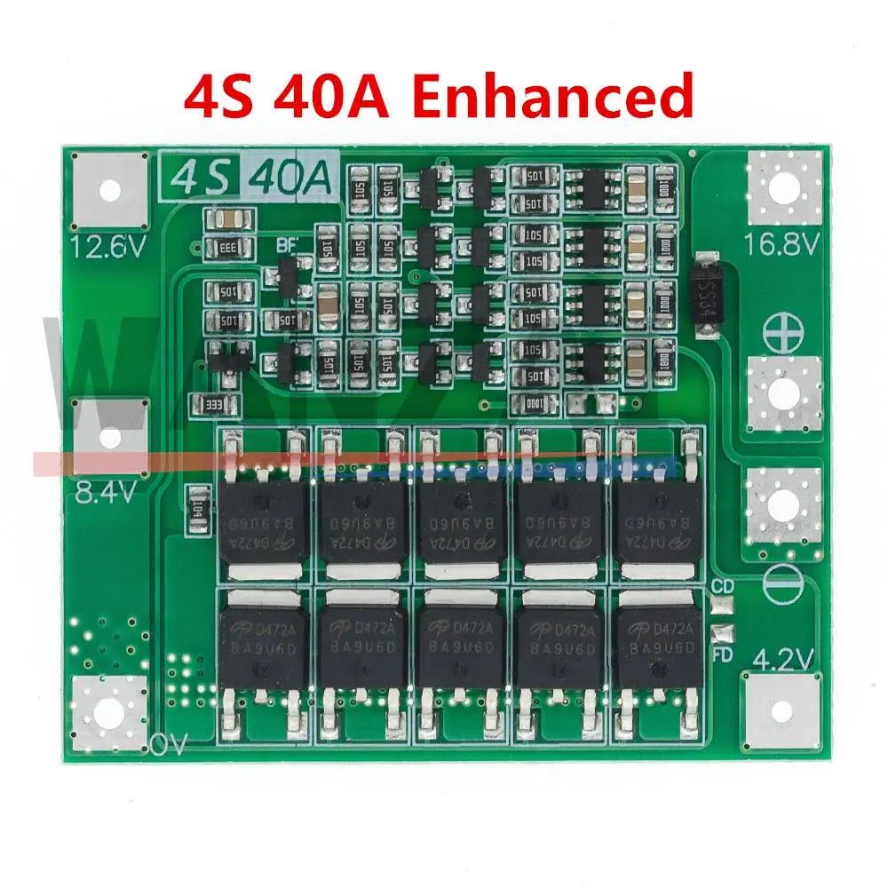 3S 4S 40A 60A Li-ion Lithium Battery Charger Protection Board 18650 BMS For Drill Motor 11.1V 12.6V/14.8V 16.8V Enhance Balance