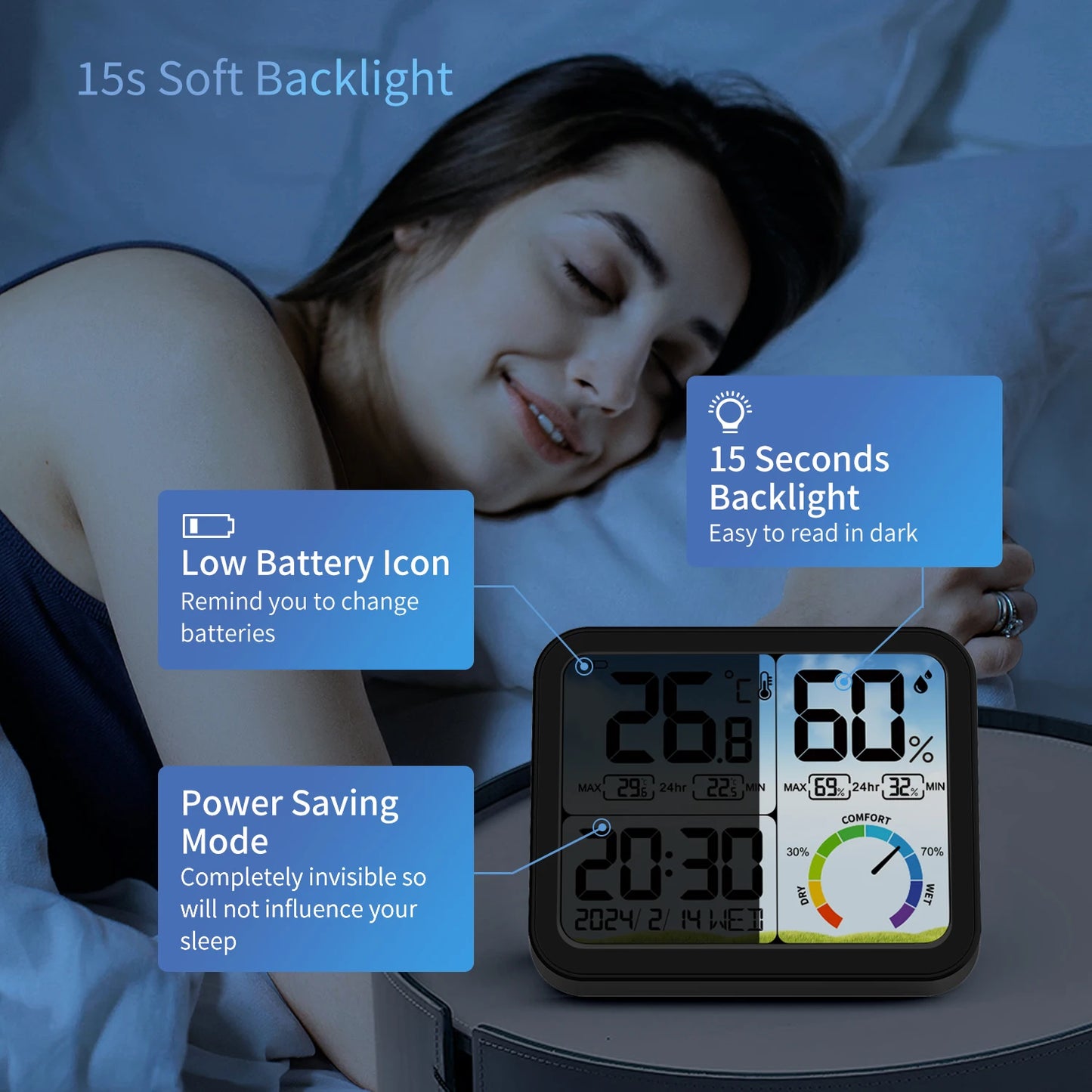 Weather Station Colorful Large Temperature Humidity Meter Home Thermometer Hygrometer Indoor Temperature And Humidity Metor