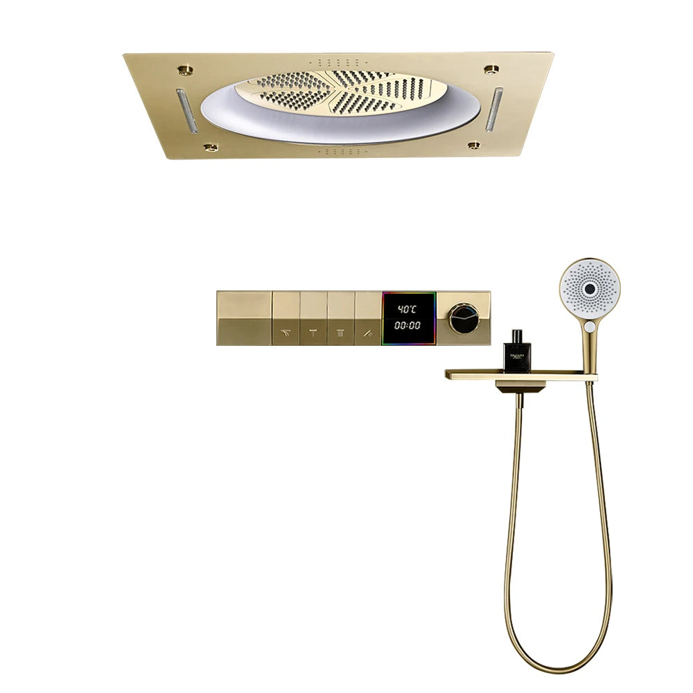 M Boenn Temperature Display Shower System Set Concealed Thermostatic Mixer Bathroom Music Shower Head Lavish Rainfall Experience
