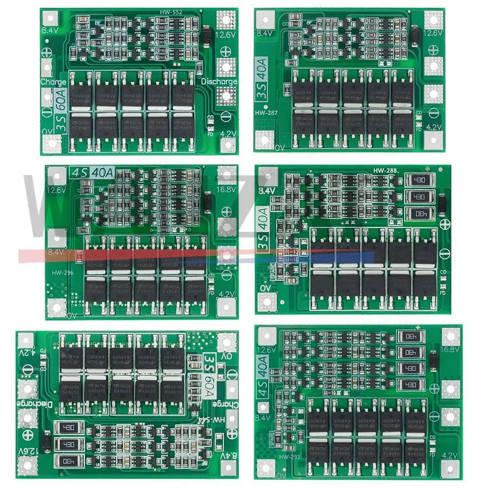 3S 4S 40A 60A Li-ion Lithium Battery Charger Protection Board 18650 BMS For Drill Motor 11.1V 12.6V/14.8V 16.8V Enhance Balance