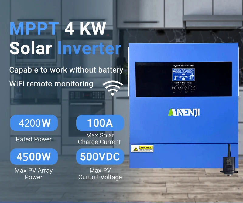 Hybrid Solar Inverter 11KW 6.2KW 4.2KW 2KW MPPT Pure Sine Inverter 48V 24V 12V Built-in 160A 120A 100A  Solar Charger PV 500VDC