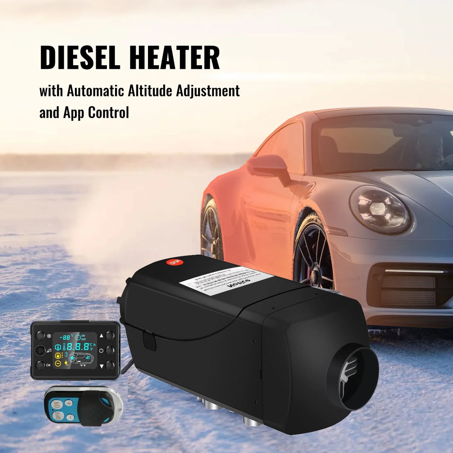 12V 5KW Diesel Air Heater 5000W 24V Portable Parking Heater Saving Fuel&Efficient with Digital Monitor for Trucks Boat Van Car