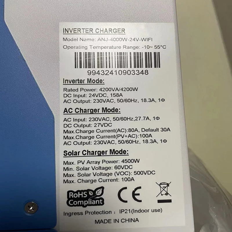 Hybrid Solar Inverter 11KW 6.2KW 4.2KW 2KW MPPT Pure Sine Inverter 48V 24V 12V Built-in 160A 120A 100A  Solar Charger PV 500VDC