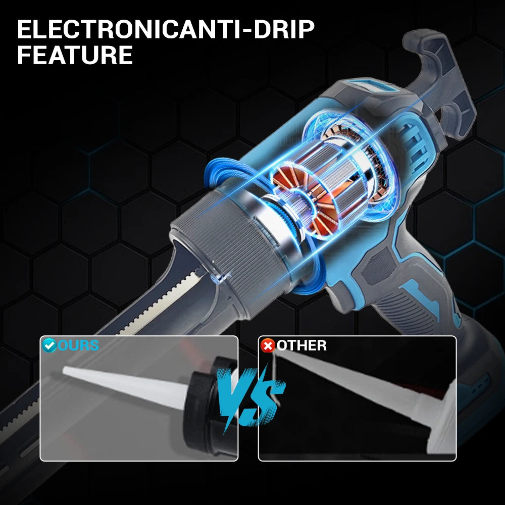 For Dewalt 20V 18V Battery Cordless Caulking Gun 6 Adjustable Speeds Glass Electric Silicone Gun Toolswith LED Light NO Battery