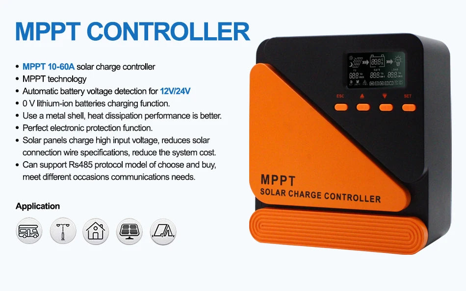 EASUN Solar Charge Controller MPPT 60A 50A 40A 30A 20A 10A Solar Panel Solar Charge Regulator 12V 24V Battery PV Input 100VOC