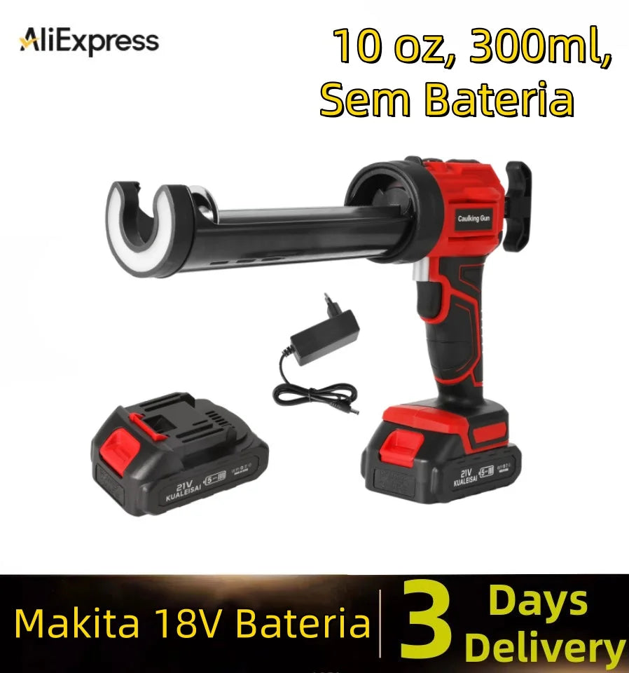 Cordless Electric Silicone Caulking Gun, LED Light, 4 Velocidade Ajustável, Makita 18V Bateria, 10 oz, 300ml, Sem Bateria