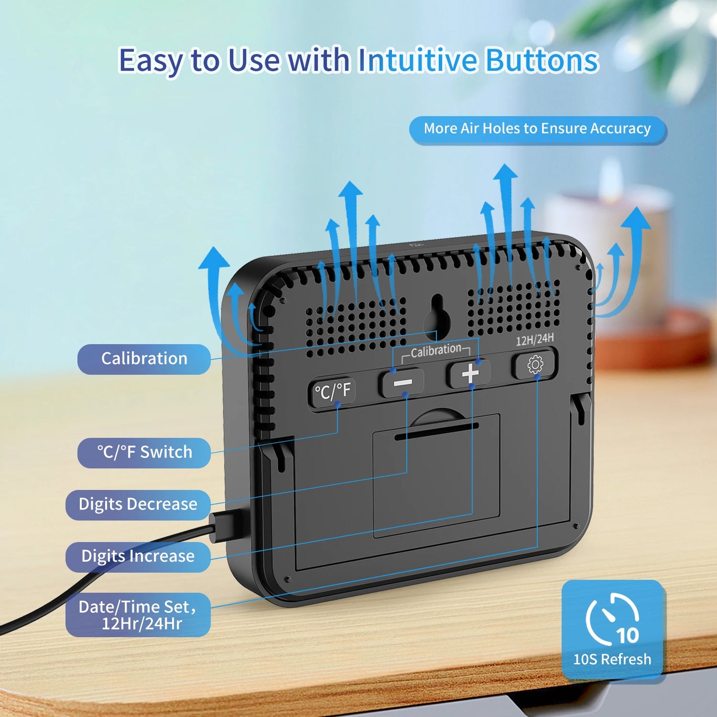 Weather Station Colorful Large Temperature Humidity Meter Home Thermometer Hygrometer Indoor Temperature And Humidity Metor