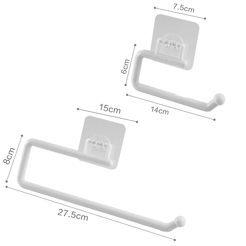 1/2pcs Punch-free Paper Towel Holder Stainless Steel Kitchen Under Cabinet Roll White Black Bathroom Wall-mounted Tissue Hanger