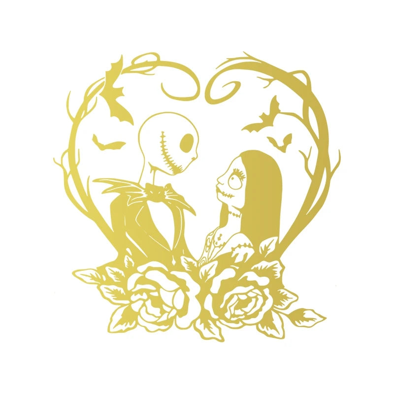 Jack and Sally Vinyl Art Sticker Car Window Bumper Decor, Graphic New Decal Jack Sally Love Stickers For Laptop Halloween Gift