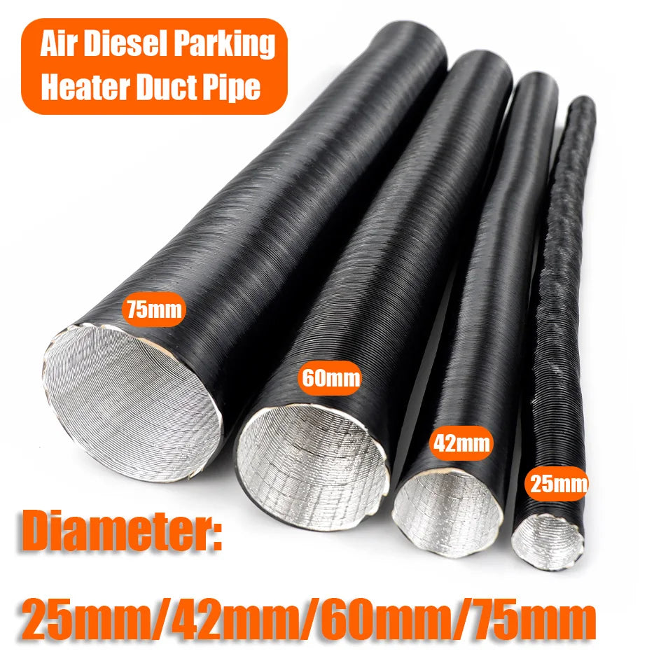 25mm 42mm 60mm 75mm Diameter 100-300cm Length Air Diesel Parking Heater Duct Pipe Tube Hose For Car Truck VAN Camper