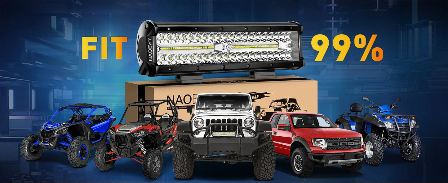 NAOEVO 12 Inch Car LED Light Offroad 4x4 Spotlights Fog Lamp WorkLight LED Bar For Truck Tractor Boat motorcycle Headlights