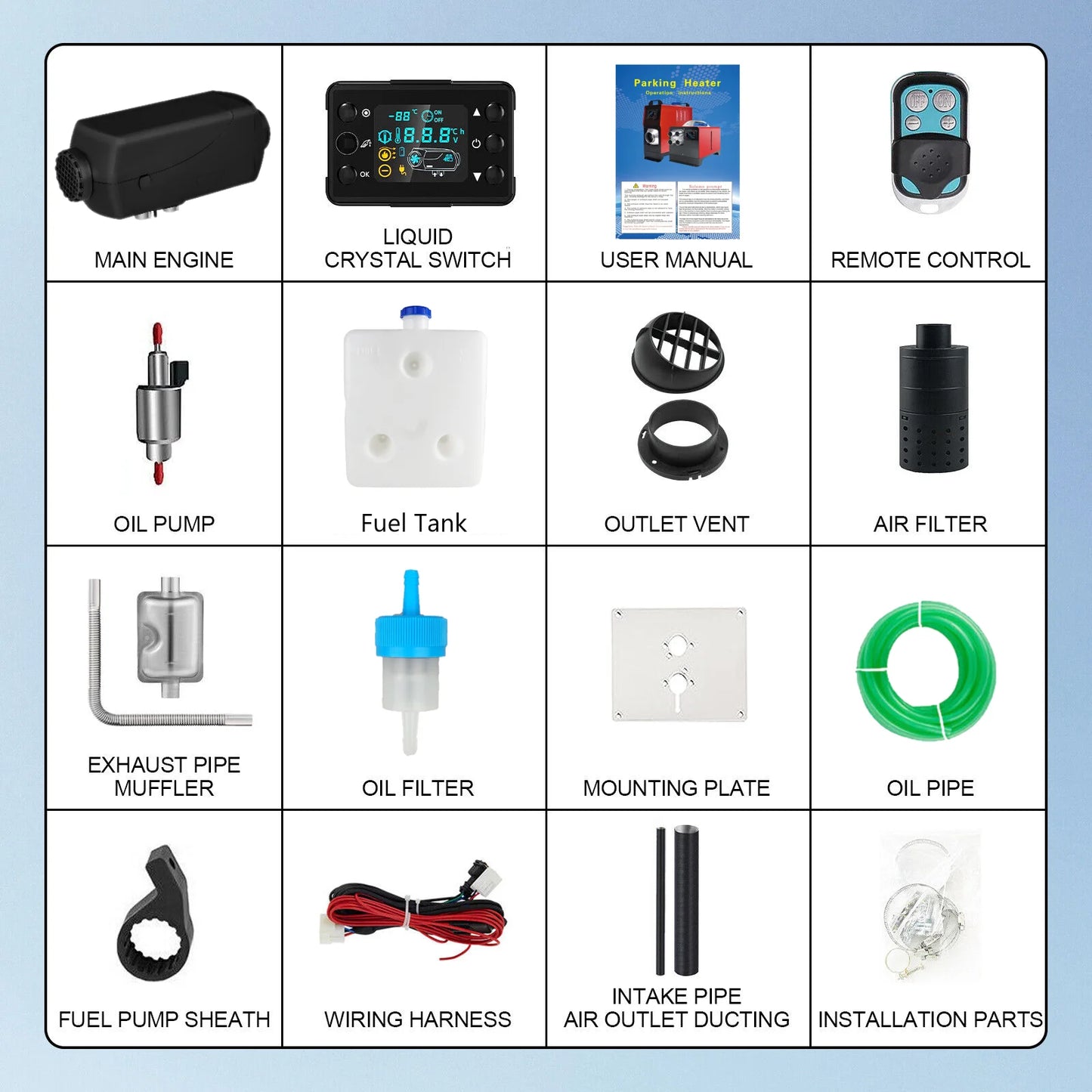 12V 5KW Diesel Air Heater 5000W 24V Portable Parking Heater Saving Fuel&Efficient with Digital Monitor for Trucks Boat Van Car