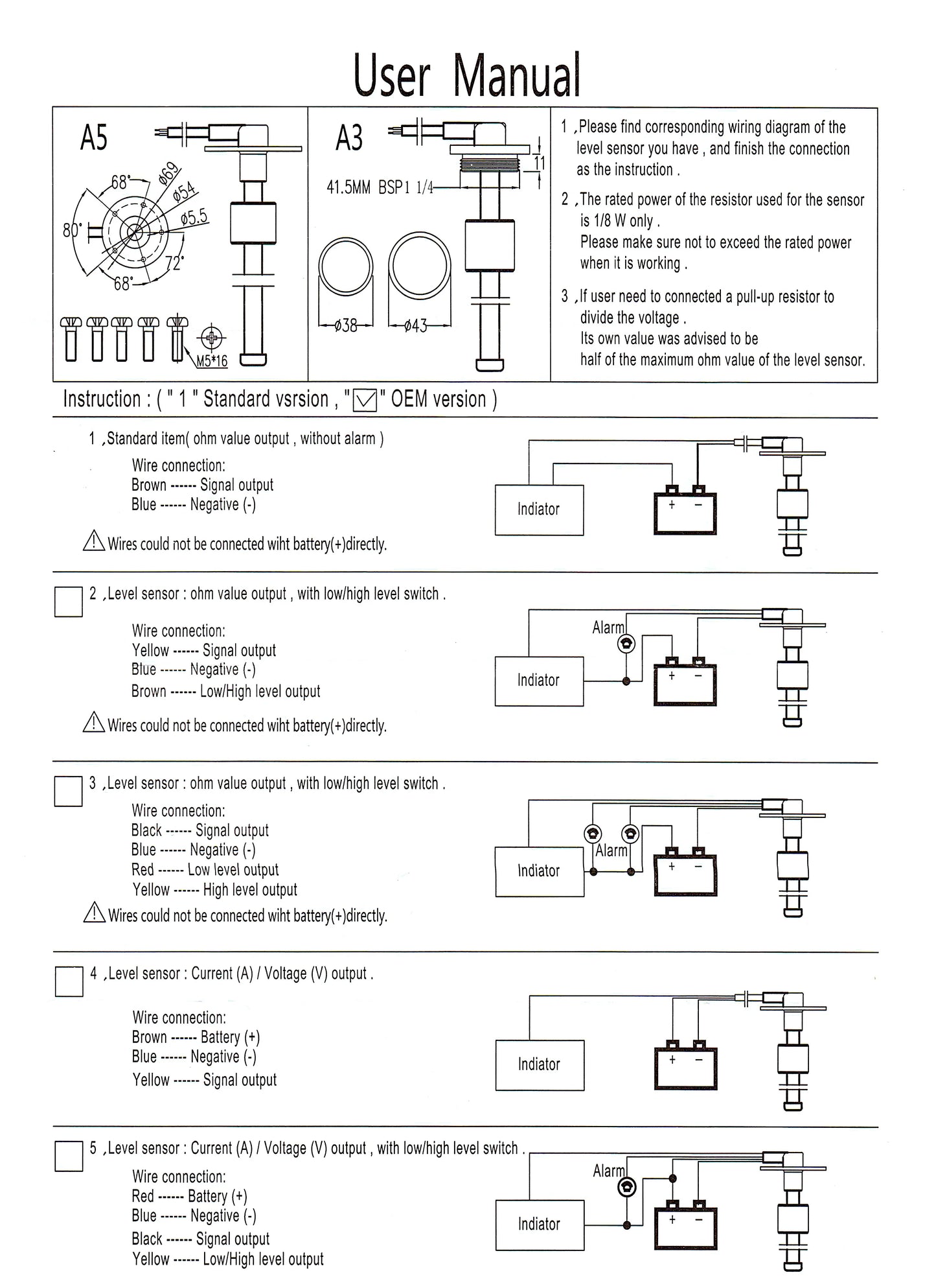 0-190 ohm Fuel Float Sensor + 52mm Fuel Level Gauge 7 Color Light Waterproof IP67 Oil Tank Meter Indicator Car Yacht 12V 24V