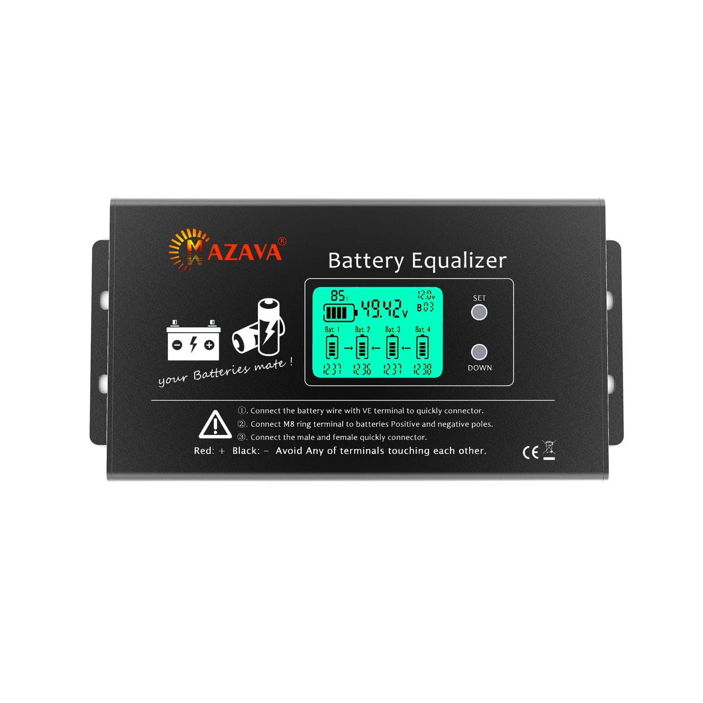 MAZAVA  PLC-10 HX02 Battery Balancer  2S 4S 12V 24V 36V 48V 96A ctive LCD Lead Acid Li li-ion LiFePO4 Battery Equalizer Monitor