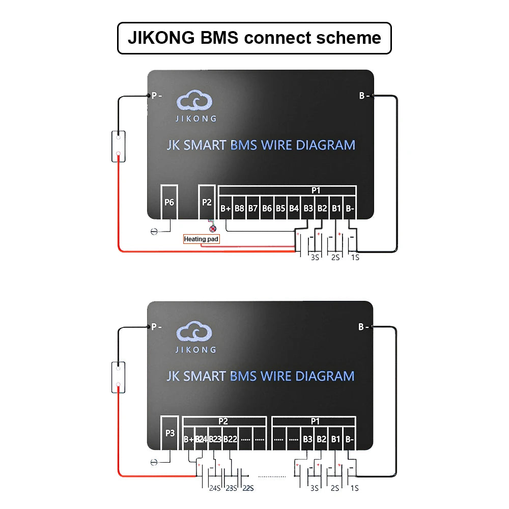 JKBMS B2A8S30P 4S 5S 6S 7S 8S 12V 24V Smart BMS CANBUS HEAT 2A Active Balance Current 300A for Li-ion LiFePO4 Lto Battery JIKONG