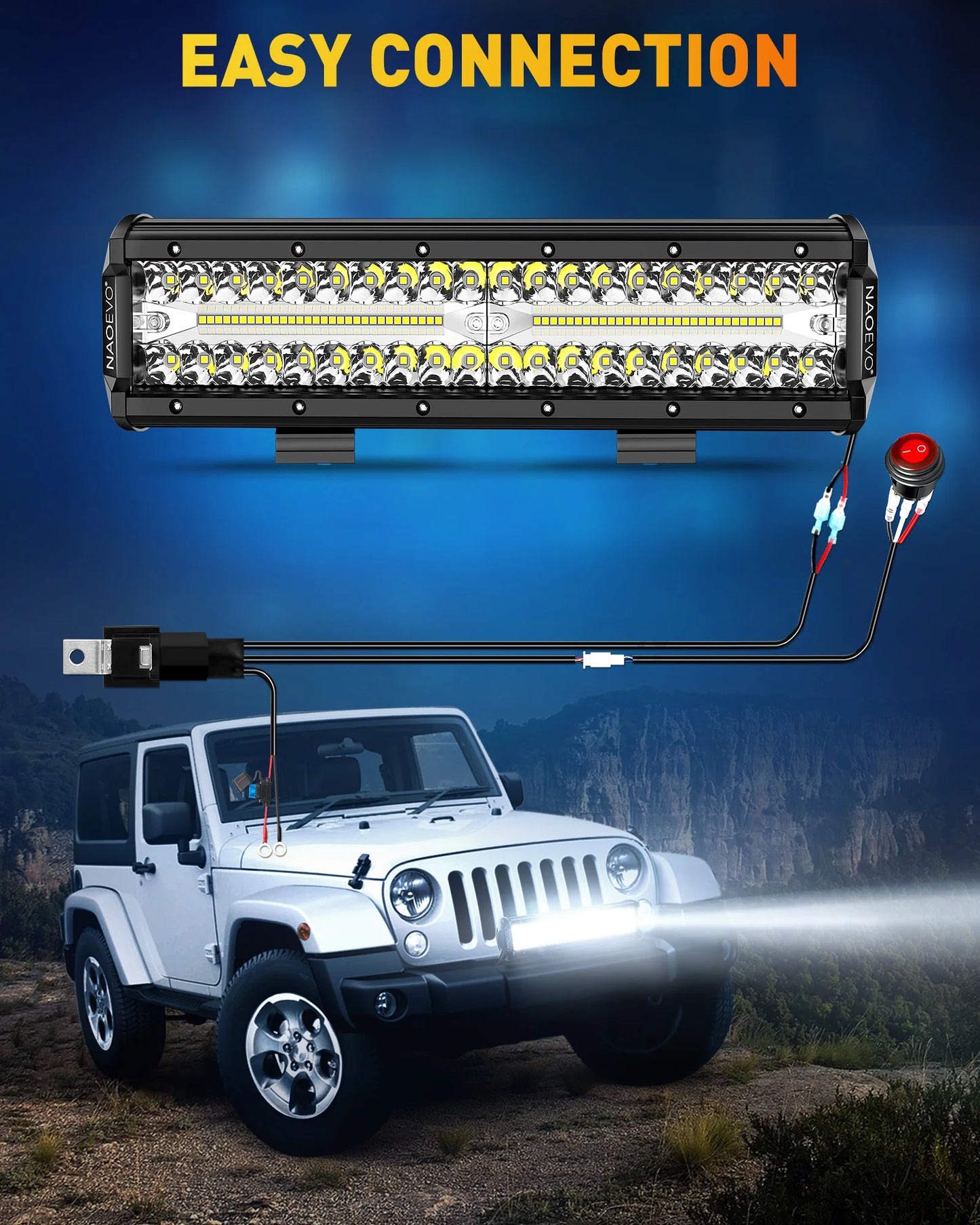 NAOEVO 12 Inch Car LED Light Offroad 4x4 Spotlights Fog Lamp WorkLight LED Bar For Truck Tractor Boat motorcycle Headlights
