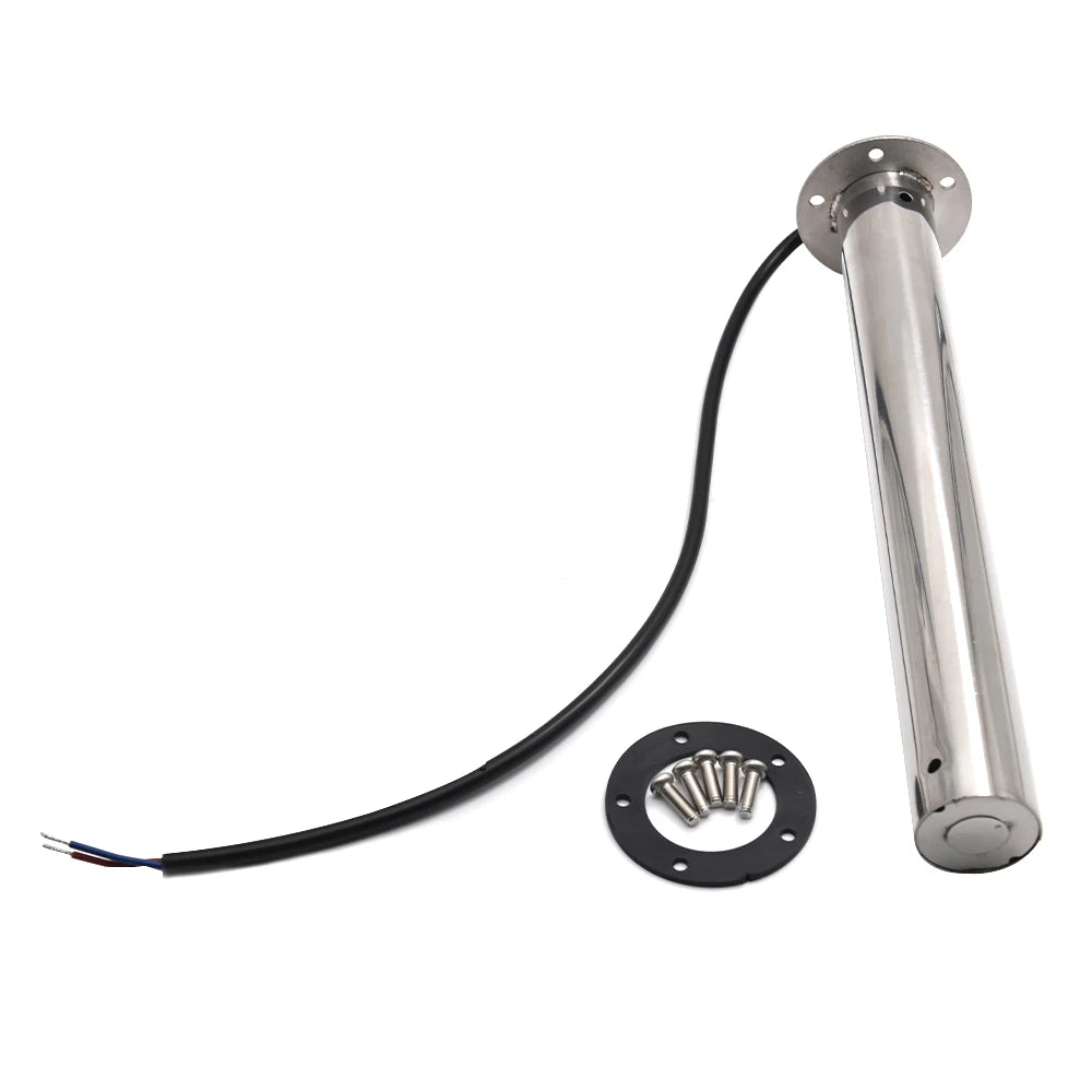 2" 52mm Waste Level Gauge 7 Color LED Holding Tank Gauge 0-190ohm HTG Sewage Level Sensor Steel 100-600mm for Car Boat Custom