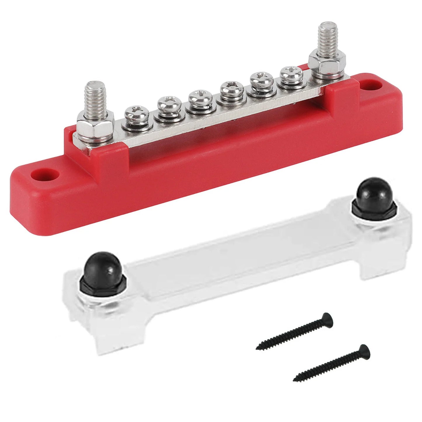 M6 12V Terminal Block Bus Bar 1/4 Inch Stud 150A Electrical Power Distribution Block Bus Bar for Truck Boat Camper RV Caravan