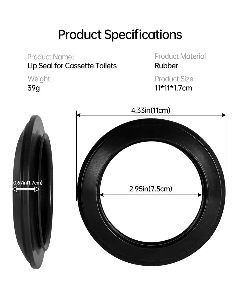 Rubber Toilet Seal for RV Cassette Waste Tank Universal Gasket Ring for Camper Caravan, Portable Toilets