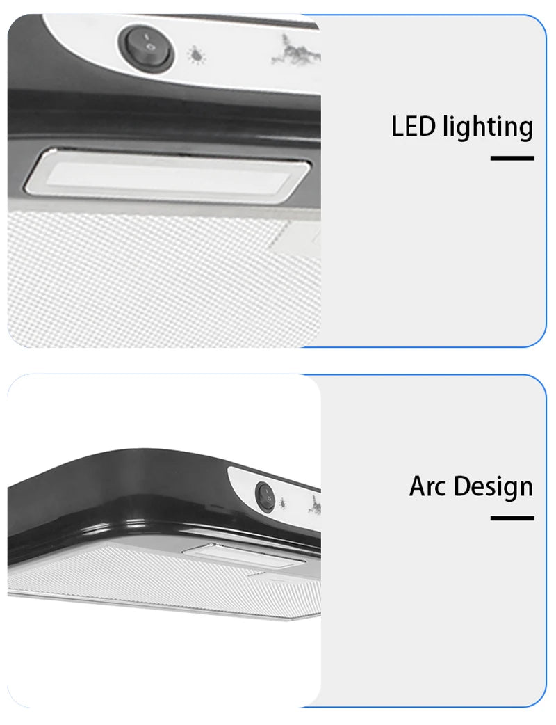 RV Extractor Hood with 2 LED Lights and 3 Turbine Fans 12V Removable Kitchen Range Hood for Motorhome Camper Yacht Caravan