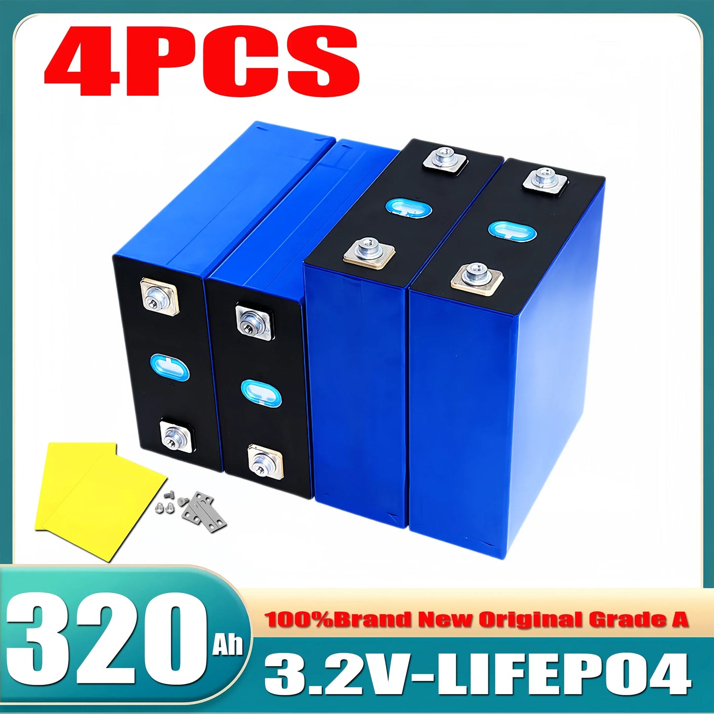 10000 Cycles 3.2V 320Ah 340AH Lifepo4 Rechargeable Battery Grade A DIY12V 24V 48V RV EV Boat Golf solar energy camping duty-free