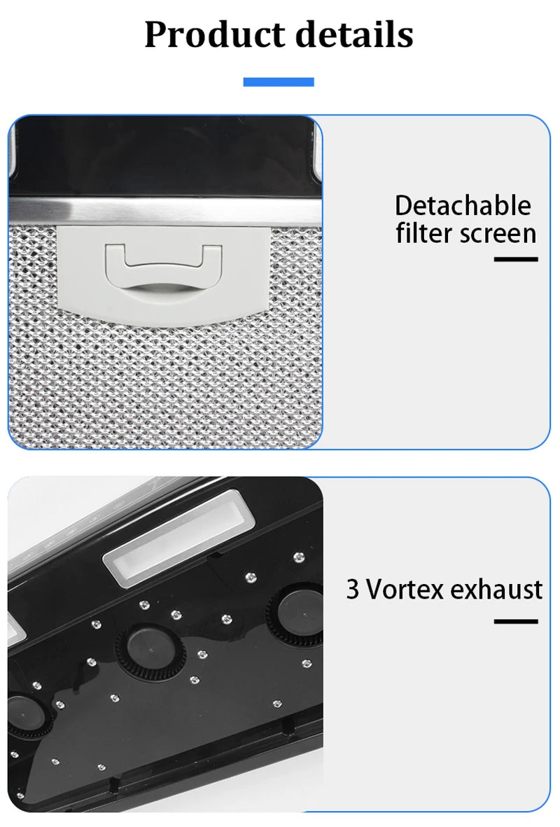 RV Extractor Hood with 2 LED Lights and 3 Turbine Fans 12V Removable Kitchen Range Hood for Motorhome Camper Yacht Caravan