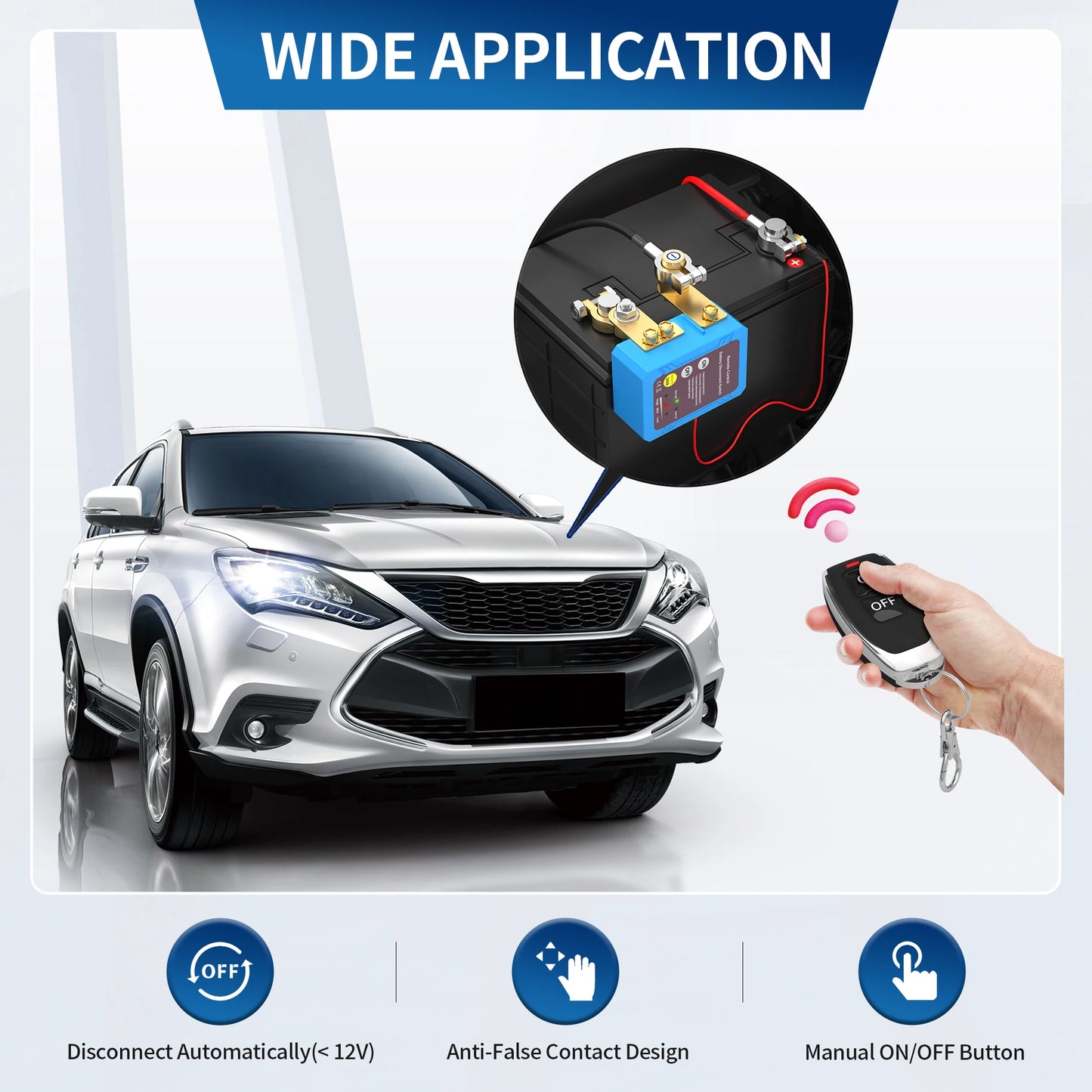 Remote Battery Disconnect Switch 12V 240A Kill Switch Automatic Power Shut Off Switch for Car Auto ATV Truck (Side Installation)