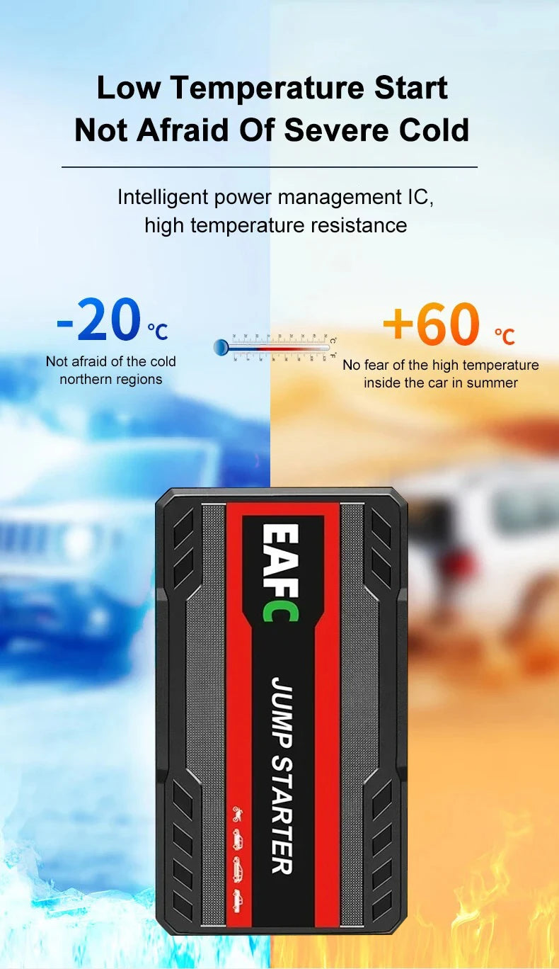 EAFC 2000A Car Jump Starter Portable Power Bank 20000mAh Car Battery Booster 12V Auxiliary Starting Device for Diesel Gasoline