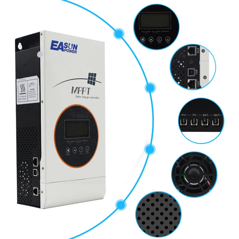 80A MPPT Solar Charge Controller 12V/24V/36V/48V Battery Charger 150VDC Back-light LCD Solar Regulator Short Circuit Protection