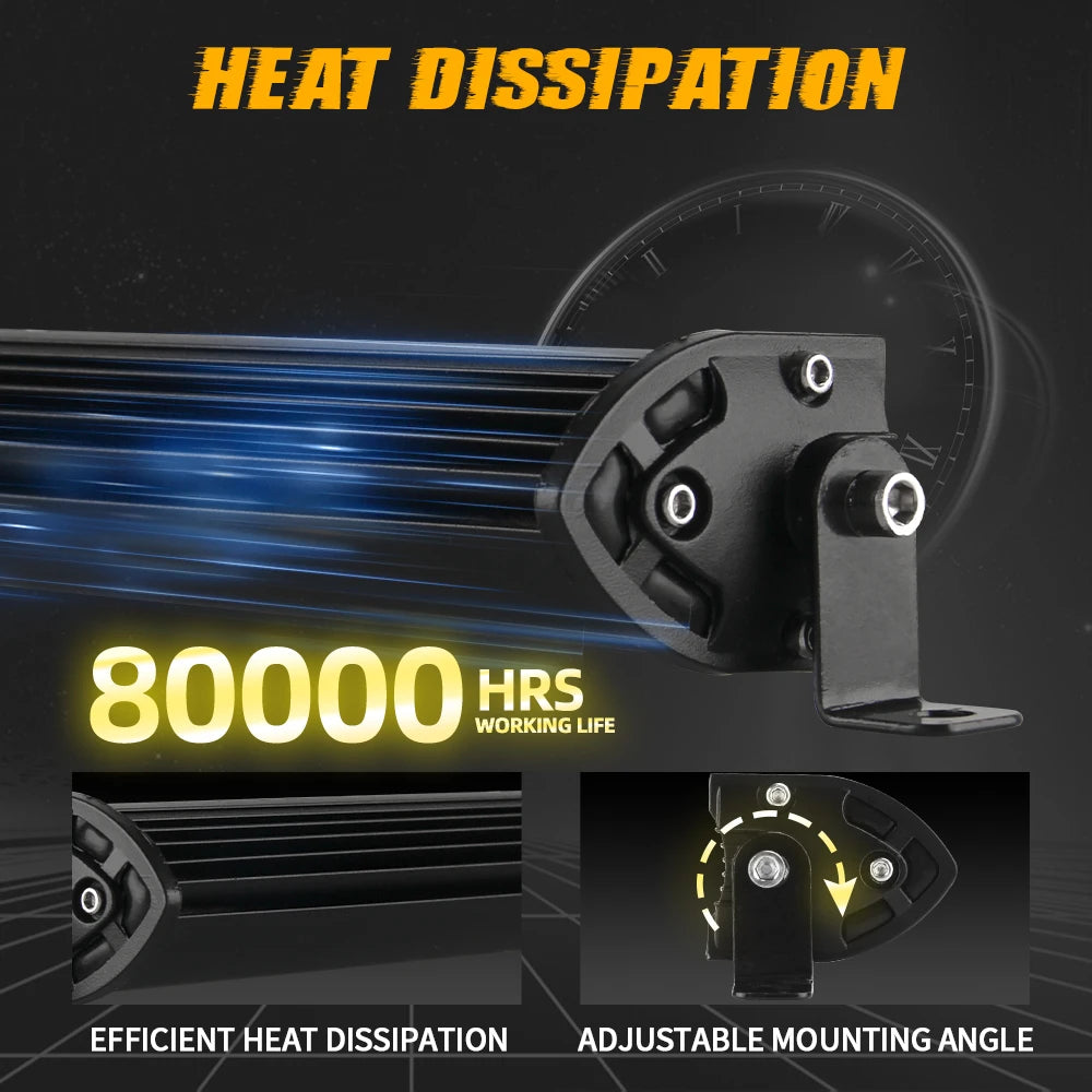 UNISHINE Slim 12D Led Light Bar 20-52inch Spot Flood Combo Beams LED Driving Light For SUV 4X4 Off Road LED Work Lamp 12V 24V