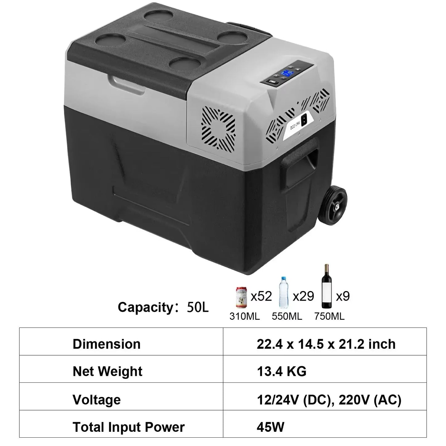 Sihao Car Refrigerator 15L-50L Mini Fridge Freezer Portable Compressor Cooler 12/24V DC 110-240V Ice Box Driving Camping Picnic