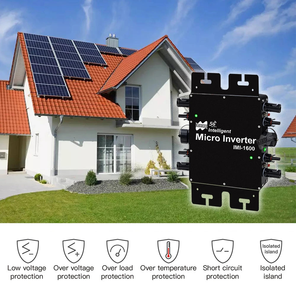 1600W Grid Tie Inverter with Smart WiFi Function DC 22-50V AC 230V Solar PV Grid Tie Micro Inverter Max connect 4X400W Solar PV