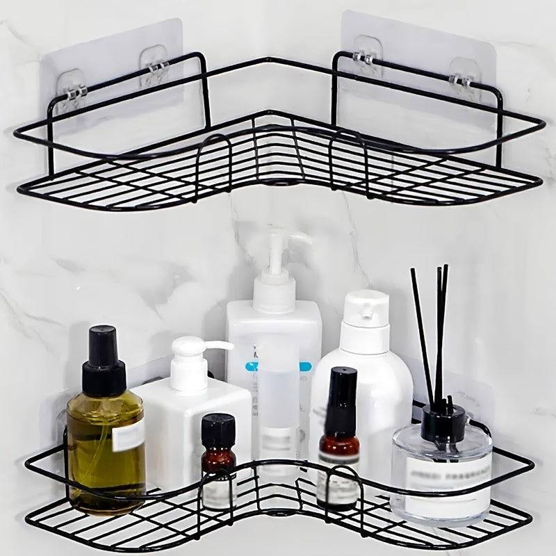 1pc Bathroom Shelf For Corner, Outdoor Organizer Cabinet Rack, Bathroom Kitchen No Punching Triangle Storage Rack Bathroom Accessories shelves