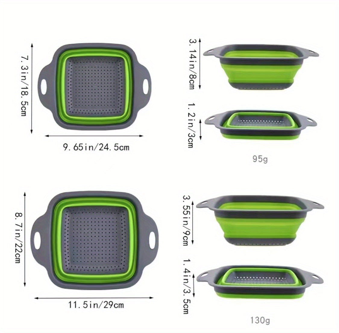 2pcs Folding Drain Basket, Portable Fruit Vegetable Cleaning Washing Basket, Square Expandable Filter Basket, Home Tool, Home Gadgets, Home Accessories (1 Large, 1 Small), Kitchen Washing Basket