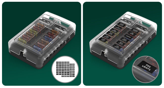 DaierTek 6 12 Way Fuse Block 12 Volt Blade Fuse Block with LED Indicator Circuit Fuse Box 12V ATO/ATC Marine Fuse Panel For Car