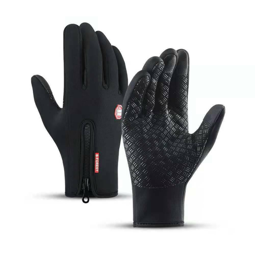 [Warm Touchscreen Gloves] 1 Pair Warm, Comfortable Unisex Winter Touchscreen Gloves - Non-Slip Fleece-Lined with Zipper Closure, Blue & Black Design for Outdoor Sports, Hiking, and Cold Weather Activities, Hiking Accessories