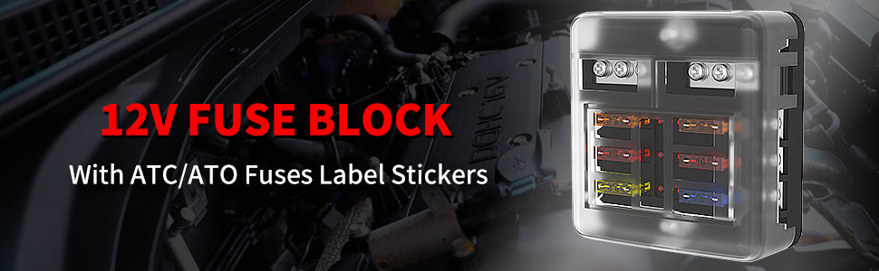DaierTek 6 12 Way Fuse Block 12 Volt Blade Fuse Block with LED Indicator Circuit Fuse Box 12V ATO/ATC Marine Fuse Panel For Car