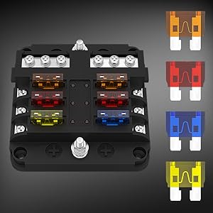 DaierTek 6 12 Way Fuse Block 12 Volt Blade Fuse Block with LED Indicator Circuit Fuse Box 12V ATO/ATC Marine Fuse Panel For Car