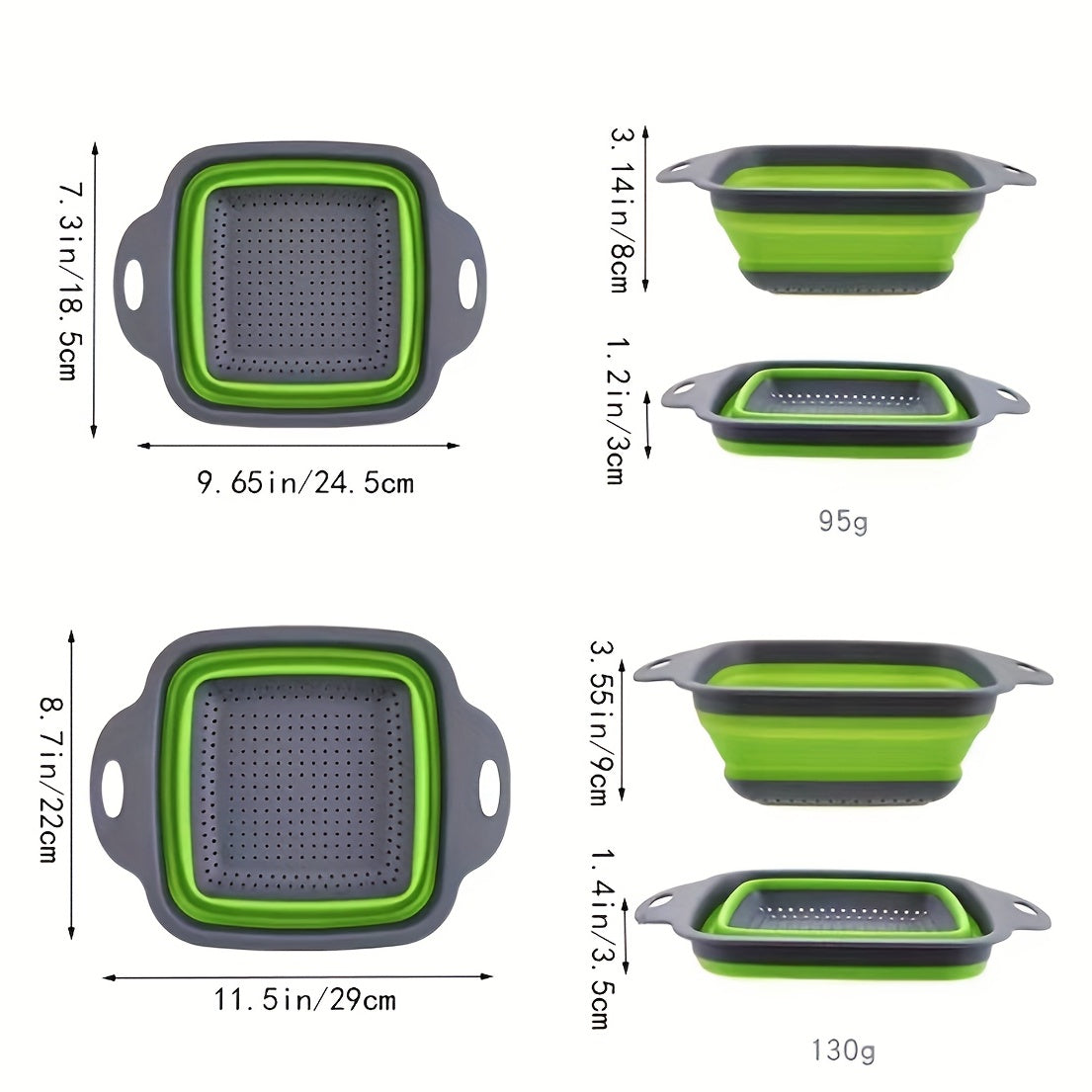 2pcs Folding Drain Basket, Portable Fruit Vegetable Cleaning Washing Basket, Square Expandable Filter Basket, Home Tool, Home Gadgets, Home Accessories (1 Large, 1 Small), Kitchen Washing Basket