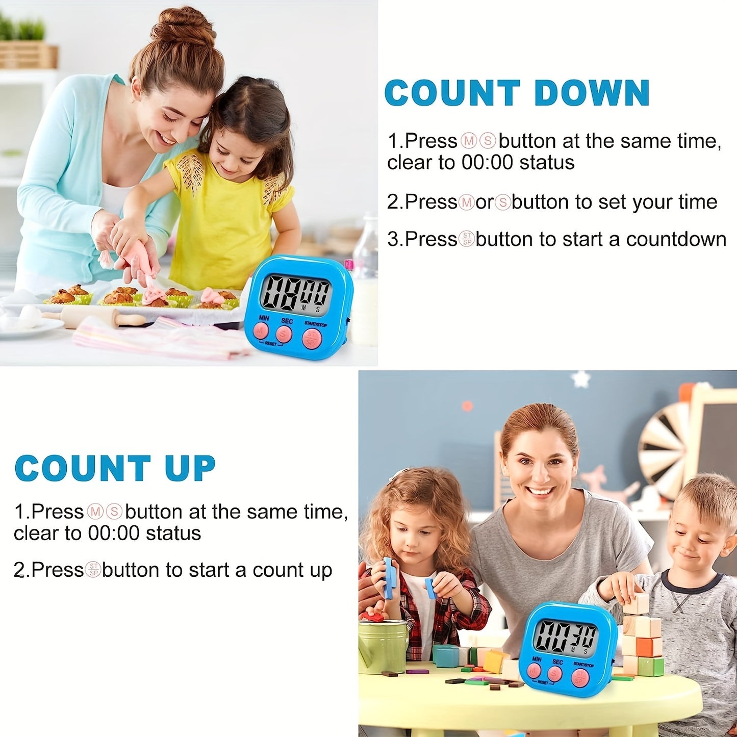 1pc, Dual-Purpose Kitchen Baking Timer with Self-Discipline Reminder and Electronic Alarm - Perfect for BBQ, School, and Back to School Kitchen Accessories