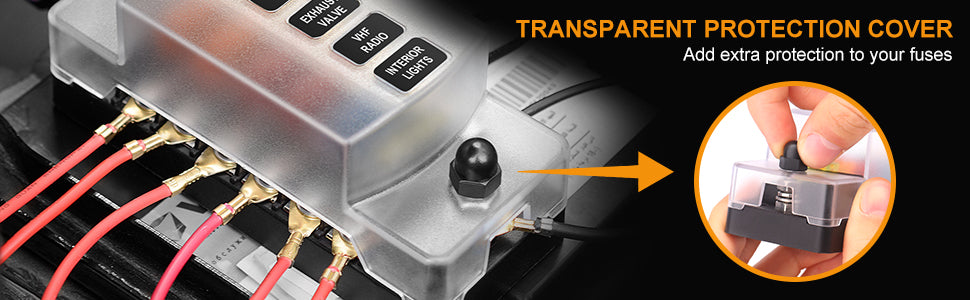 DaierTek 6 Way Fuse Block Blade Fuse Box with Negative Bus 6 Circuit Fuse Holder Fuse Block w/Negative Bus For 12V 24V Auto
