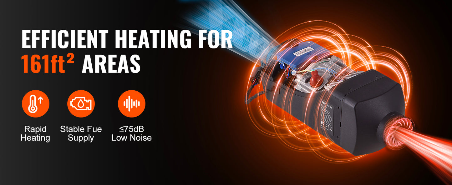 SucceBuy Diesel Heater 12V 2/5/8KW Diesel Heater with Remote Control Parking Heater Car Heater for RV Trailer Camper Van Boat